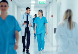 Busy hospital staff